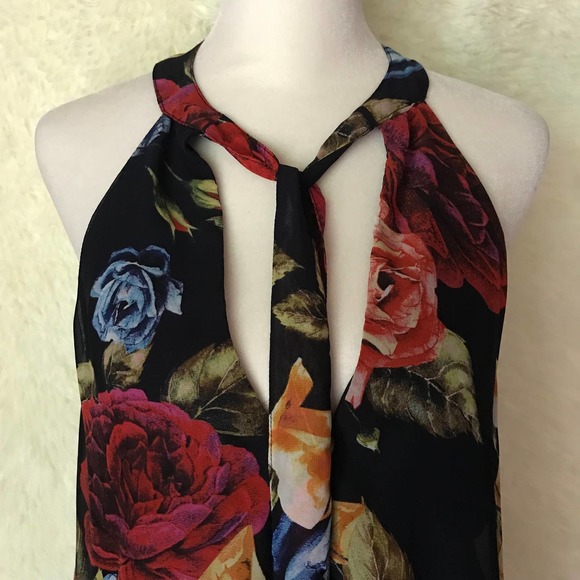 Show Me Your Mumu Womens Tess Tie Front Mini Dress Navy Floral Size Small - Picture 3 of 14